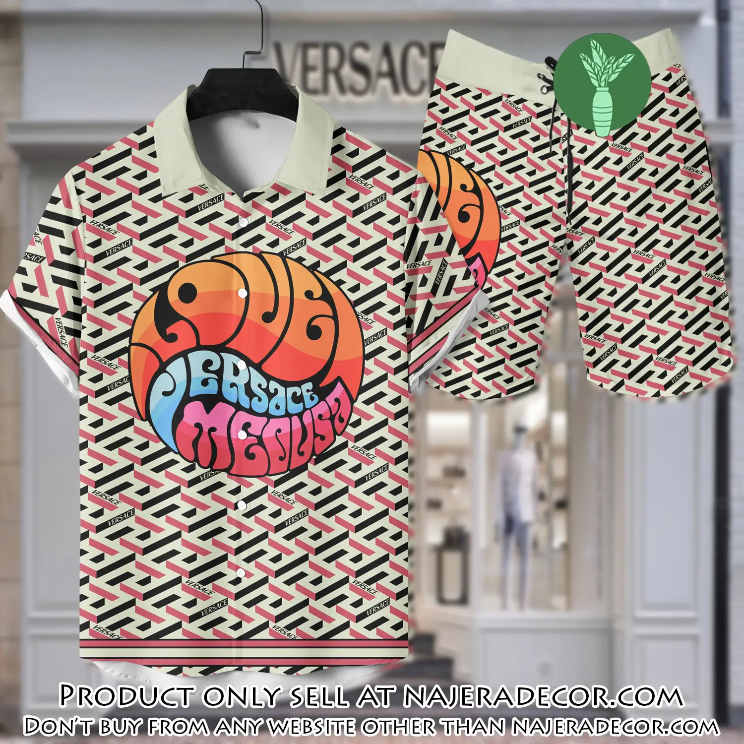 Versace luxury hawaiian shirt & short set lhs1208 njr2207181